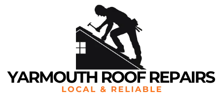 Man repairing roof in Great Yarmouth logo.